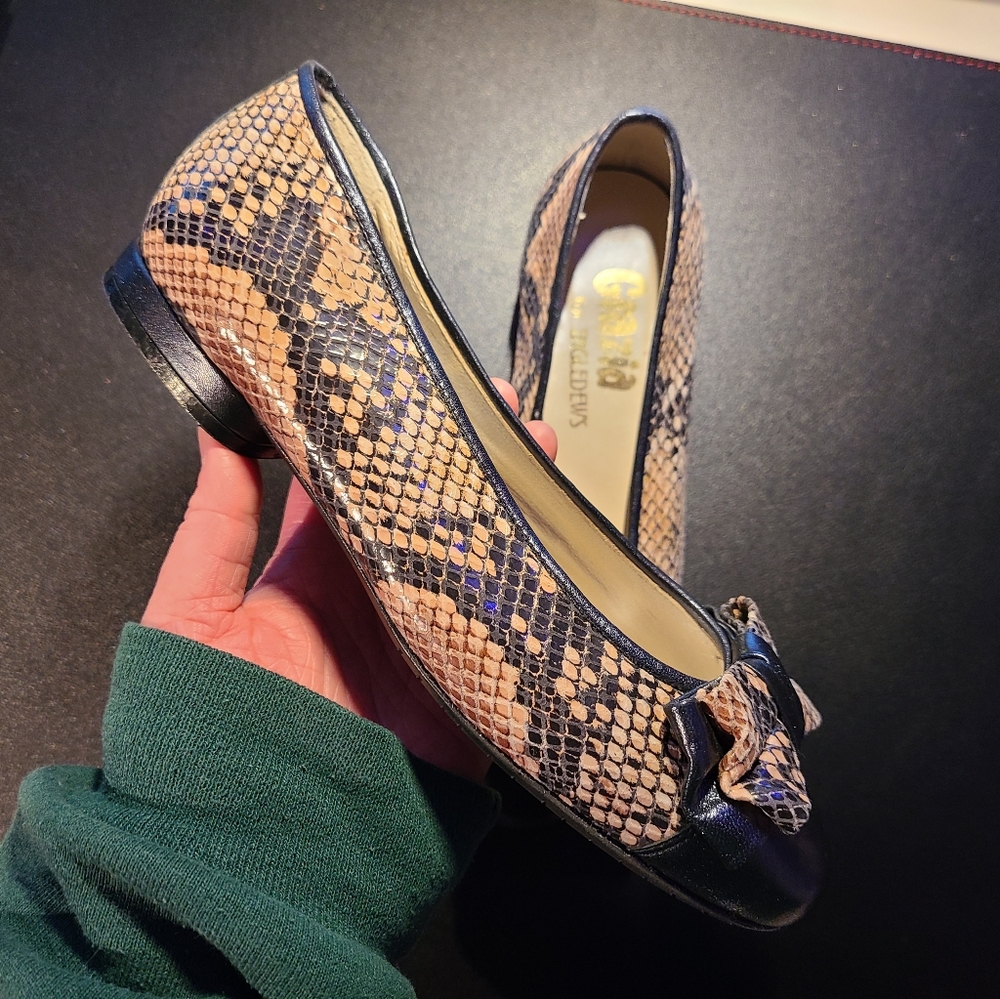 Grazia Ingledews brand new black & snakeskin flats